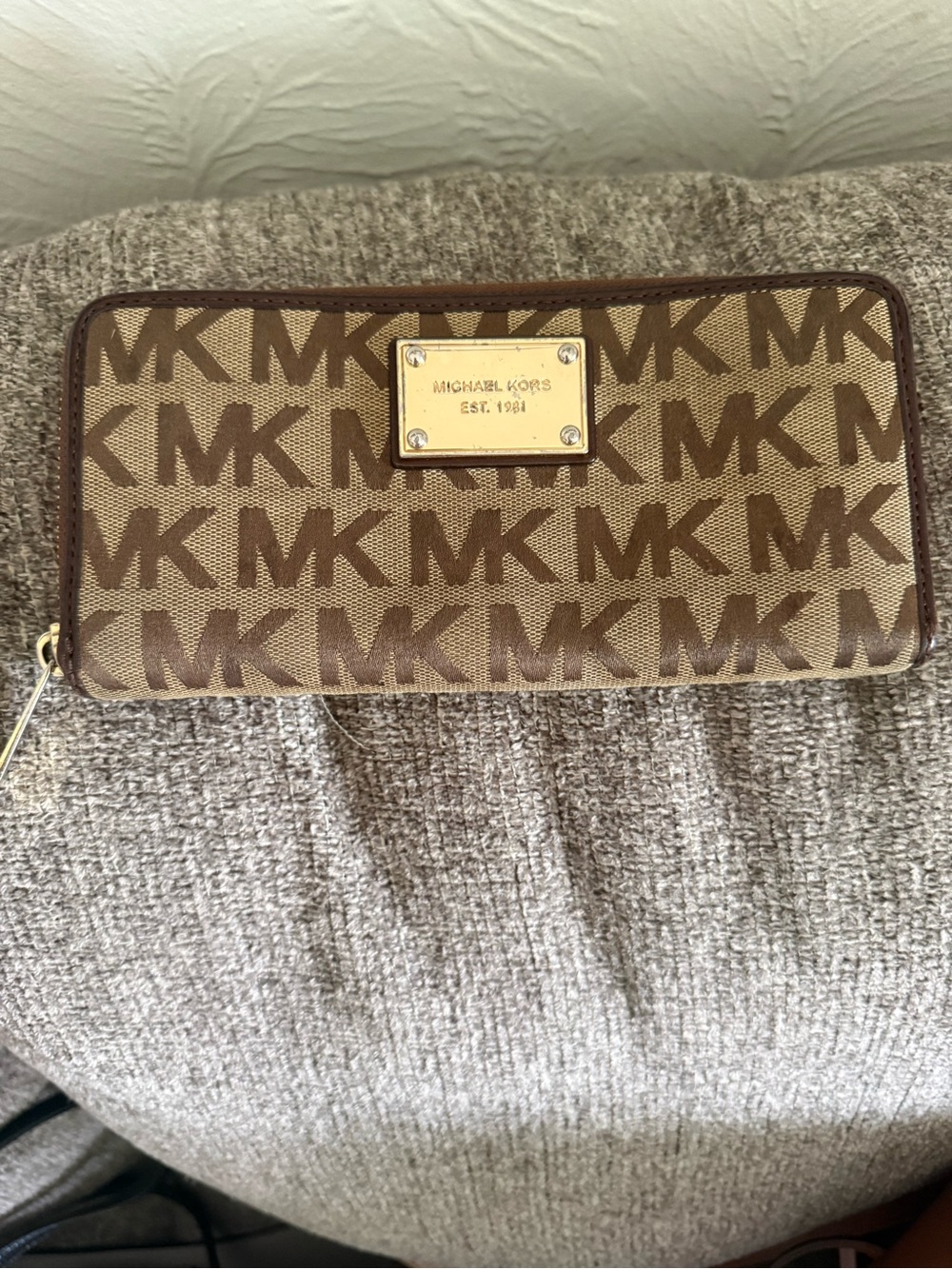 Michael Kors Brown Monogram Zip-Around Wallet